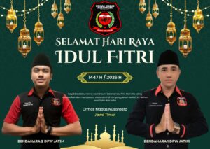 PENGURUS DPW JATIM ORMAS MADAS NUSANTARA MENGUCAPKAN SELAMAT HARI RAYA IDUL FITRI 1 SYAWAL 1447 H.  MOHON MAAF LAHIR DAN BATIN