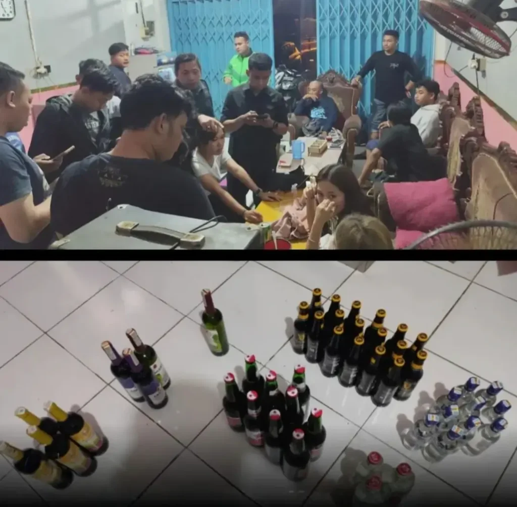 Polres Gresik Sidak Ruko Karaoke di Cerme, 93 Botol Miras Disita dan 16 Orang Diamankan