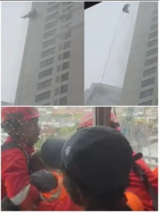 Nyaris Tersapu Angin, Pembersih Kaca Apartemen di Surabaya Bergelantungan di Lantai 20