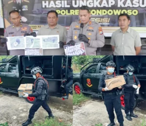 Polres Bondowoso Libatkan Gegana Brimob Polda Jatim Musnahkan 25 Kg Bubuk Mercon