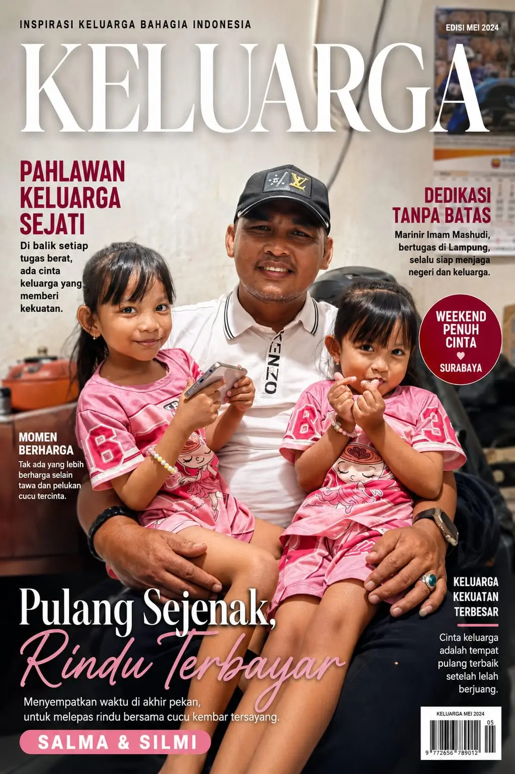 Di Balik Tugas Negara, Marinir Imam Mashudi Pulang ke Surabaya Lepas Rindu Bersama Cucu Kembar