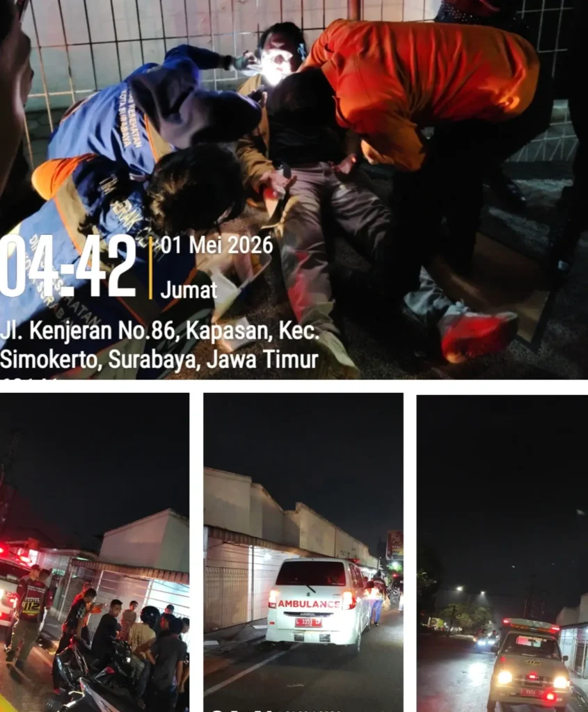 Diduga Mabuk, Pemotor Terkapar Usai Hantam Rel Kereta Di Kenjeran! Sempat Tak Sadarkan Diri