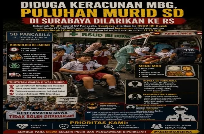 Diduga Keracunan MBG, Puluhan Murid SD Di Surabaya Dilarikan Ke RS