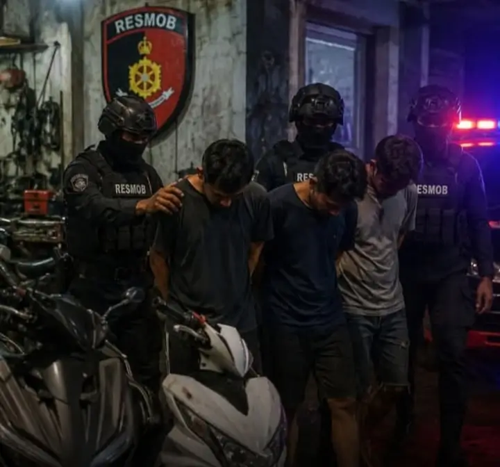 Gerebek Markas Di Tandes, Polrestabes Surabaya Bongkar Komplotan Pencuri Motor, Tiga Pelaku Ditangkap