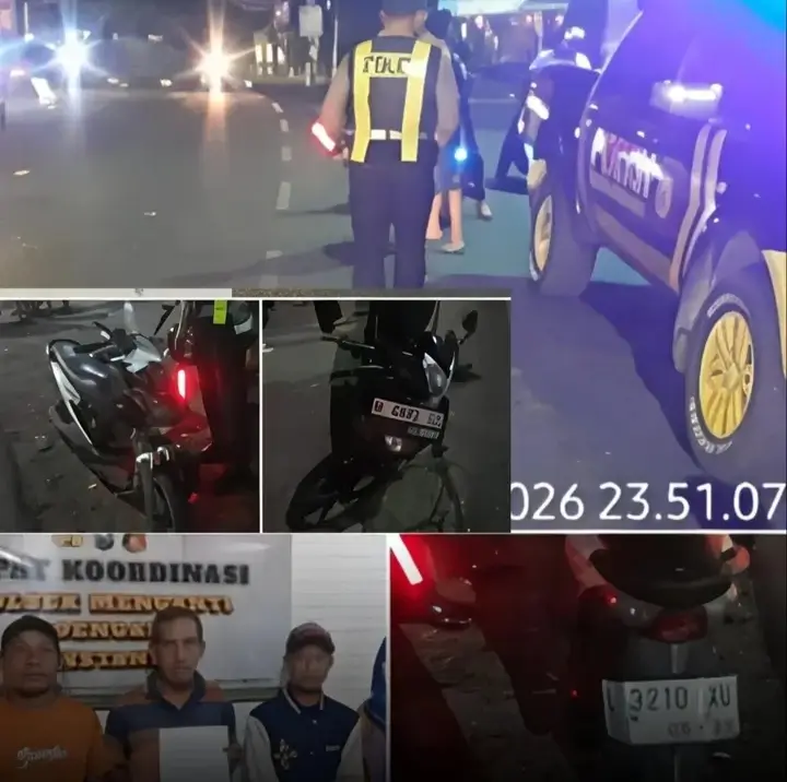 Dua Motor Adu Banteng Di Gresik Malam Hari, Dua Pengendara Luka-Luka