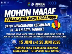 Satlantas Polres Bangkalan Berlakukan Buka-Tutup Jalan Raya Tangkel