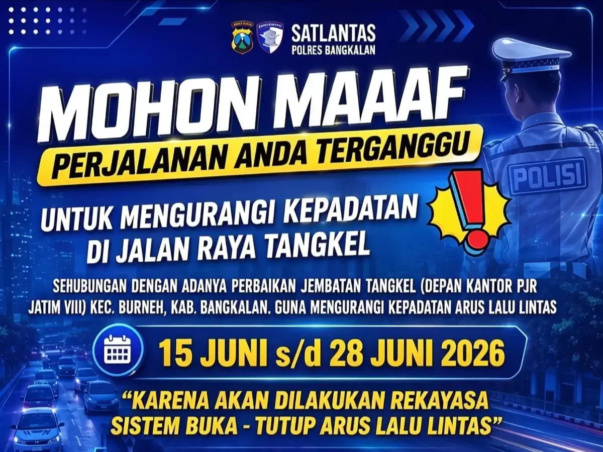 Satlantas Polres Bangkalan Berlakukan Buka-Tutup Jalan Raya Tangkel