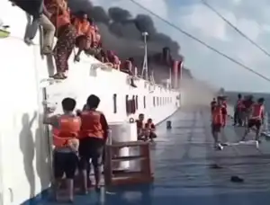 KM Mutiara Sentosa II Terbakar di Perairan Sumenep,