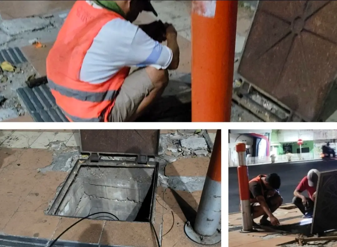Diduga Tak Tunjukkan Izin, Pemasangan Kabel WiFi TBG di Jalan Tunjungan Disorot